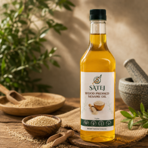 SATEJ Wood Pressed Seasame Oil 1 Litre natural traditional extraction bottle