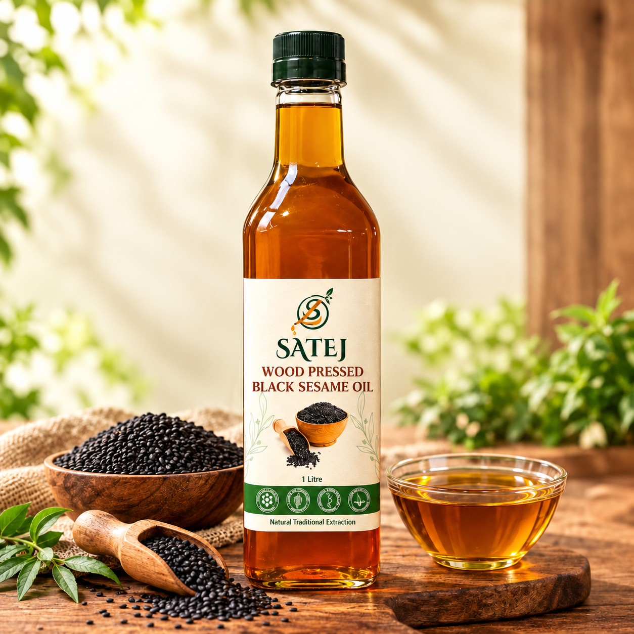 Wood Pressed Black Sesame Oil