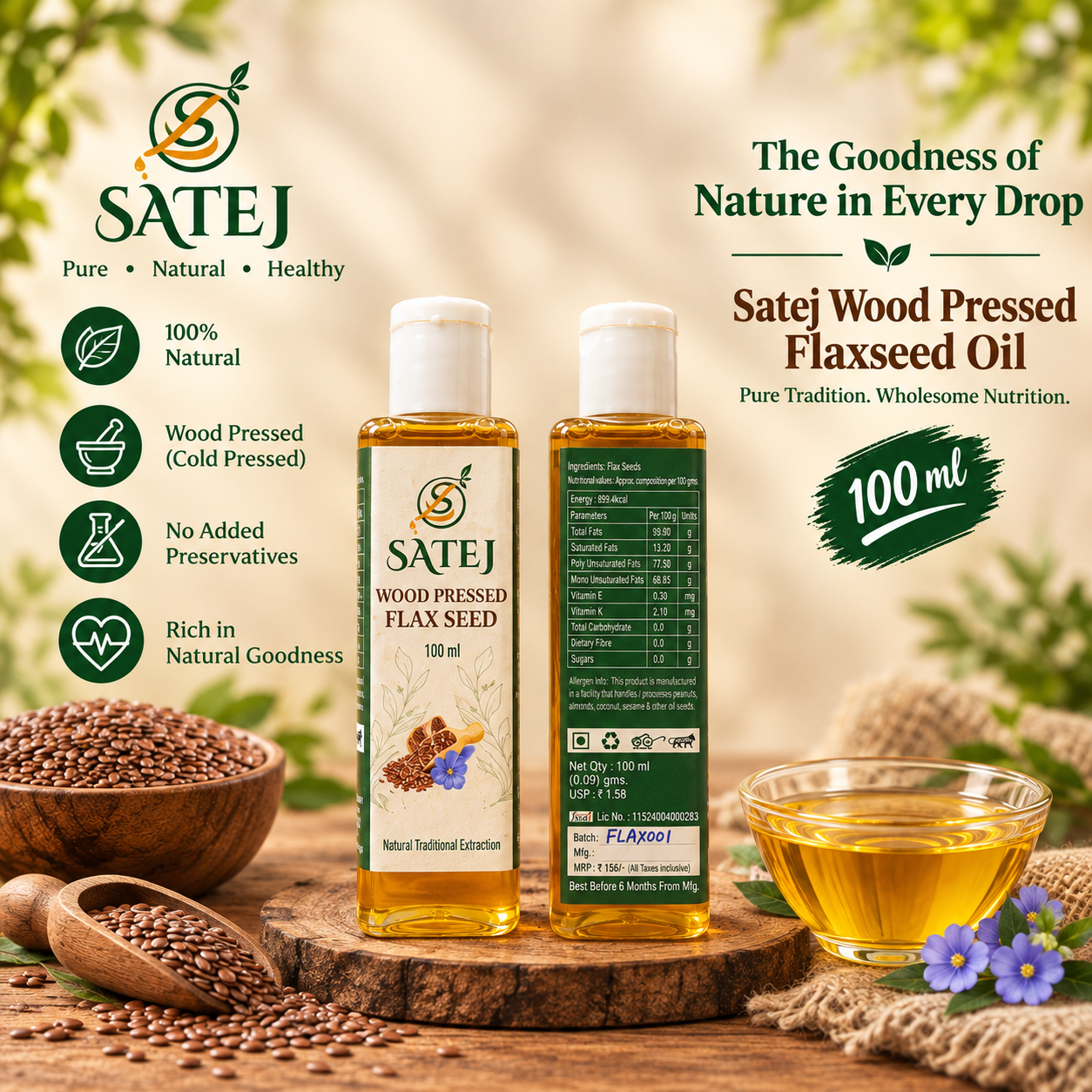 Wood Pressed Flaxseed oil